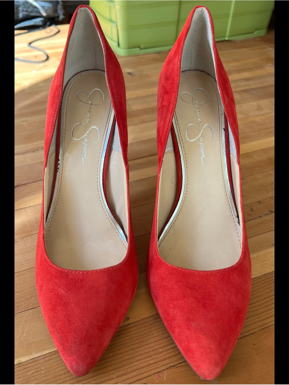 Jessica Simpson Red Suede Pointed-Toe Pumps 8.5